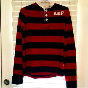 Red and Black Striped A&F Long Sleeve Shirt